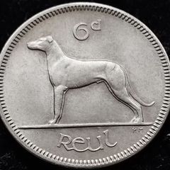 [#717] - Ireland 1968 | Irish 6p | Six Pence | Wolfhound | KM.13a | UNC