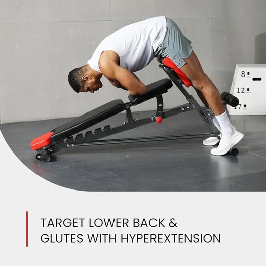 Multi-Functional FID Weight Bench for Full All-in-One Body Workout Hyper Back Extension, Roman Chair, Adjustable Ab Sit up Bench, Incline Decline Bench, Flat Bench