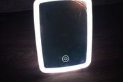 Compact LED Makeup Mirror with Touch Sensing, Featuring Three Lighting Options (Warm, White, Natural),