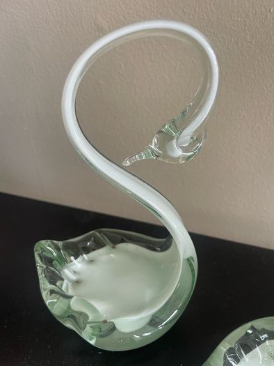 Beautiful Pair of Handblown Glass Swans