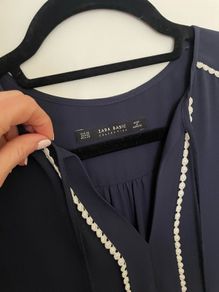 zara navy blouse