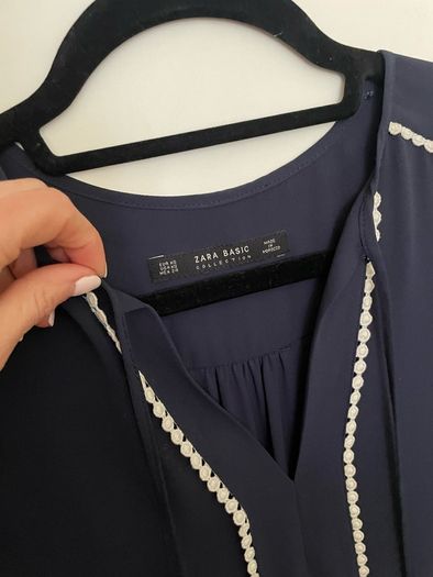 zara navy blouse
