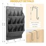 12 Pockets Hanging Shoe Rack, 600D Oxford Heavy Duty Sturdy with 3 Hooks, Large Storage Deep Pocket, Space Saving Overdoor Organiser for Shoes, Toys, Hats and More Gray Image 2