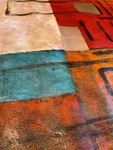 Large Square Hand Painted Oil on Canvas - Untitled Abstract