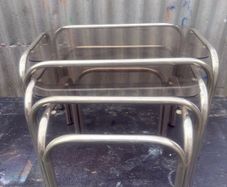 Retro chromed nest of tables 1970 one glass missing