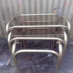 Retro chromed nest of tables 1970 one glass missing