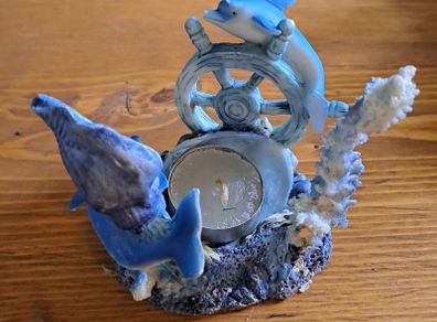 Dolphine scene candle holder