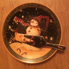 Christmas Cake Plate & Cake Slice