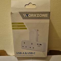 Workzone USB-A & USB-C Double Socket Adapter (Brand New)