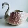 Vintage Style Pink & White Ceramic Swan Planter Vase 21cm Image 4