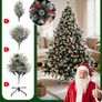 Artificial Christmas Tree with Lighting and Snow, Christmas Tree with Metal Stand (180 cm) Image 7