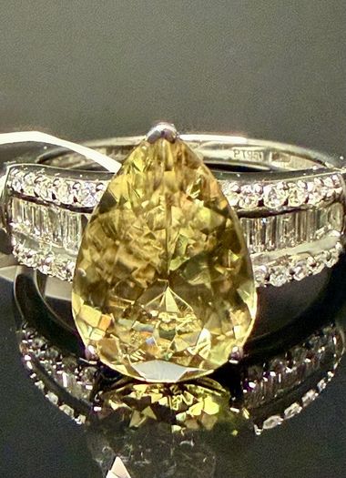 Diamond 950 Platinum AAA Turkizite & Diamond Statement Ring