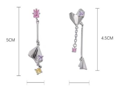 Rebel Studio Metal Heart with Pink, Purple and Yellow Stud Earring