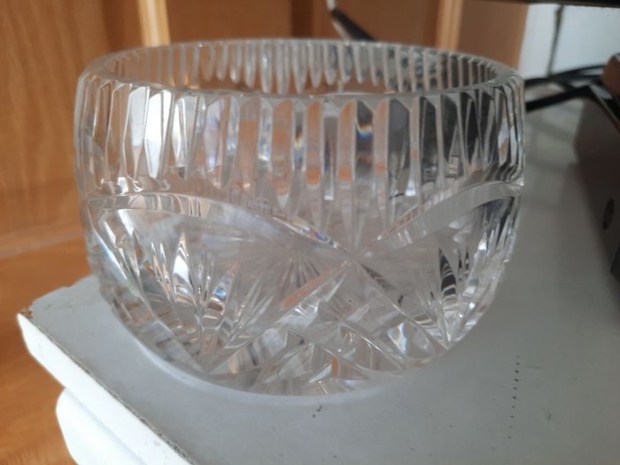 Cut glass sugar bowl