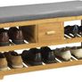 Bamboo shoe bench Bench With Seat Shoe Bench With 2 Shelves And Drawer Bamboo Image 2