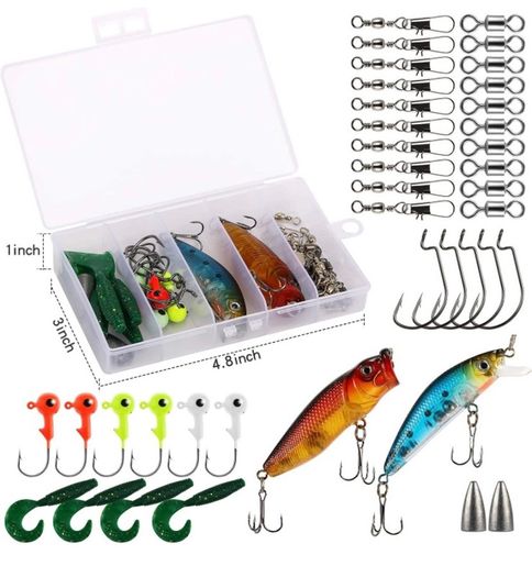 Telescopic Fishing Rod and Spinning Reel Combo Set with Fishing Line, Fishing Lures Kit & Accessories and Carrier Bag for Saltwater Freshwater (FREE POSTAGE)