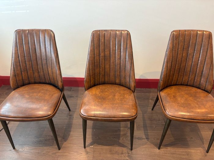 Brown leather dining chairs
