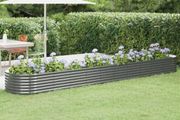 Garden Raised Bed Galvanised Steel 440x80x36 cm Grey
