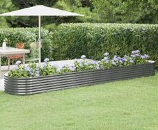 Garden Raised Bed Galvanised Steel 440x80x36 cm Grey