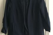 Navy ruched-sleeve blazer,: Size 8