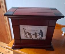 Wooden Photo Album Memory Box with 3 Matching Photo Albums & Display Frame