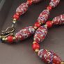 Antique Venetian Style Feather Desgin & Venetian Red WhiteHeart Glass Beads Necklace Image 7