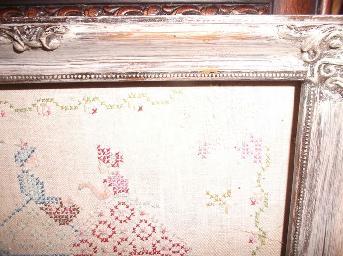 Vintage Embroidery Picture for Upcycling/FREE SHIPPING