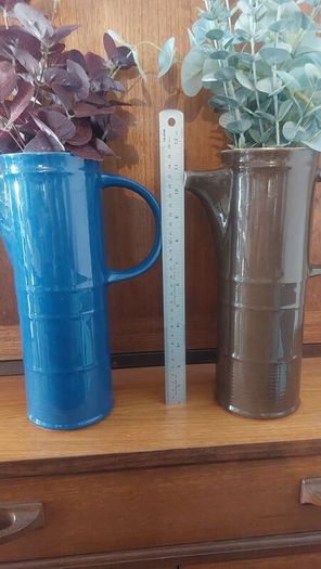Fabulous Pair of Vintage Retro Arklow Pottery Tall Coffee Pots, No Lids, but Will Include One Damaged Lid - Perfect for High Display, or to Hold Flowers as Photographed