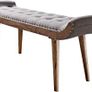 Chesterfield Upholstered Fabric Bench with Solid Wood Legs  Grey 125 x 51 x 38 cm Image 3