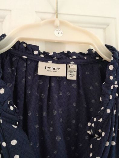 Fransa Top Navy with White Polka dots