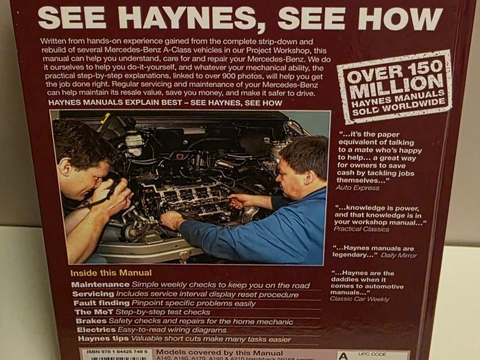 Mercedes Benz A140 A160 A170 A190 A210 Petrol Diesel '98-'04 Repair Manual