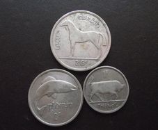 1941 Irish Republic. Set of 3 Silver Coins: Half Crown&Florin&Shilling