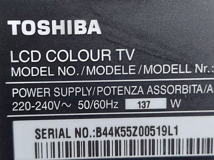 Toshiba 32 inch LCD Colour TV, Model No. 32AV933B, No Remote Contro