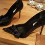 Black glitter shoes with satin bow Image 2