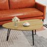 Oval Coffee Table Oak Simple Center Table - Scandinavian Style Wooden Tea Table with Solid Metal Legs, 100x55x43cm for Living Room Small Apartment Oak+Black, 1-layer Image 2