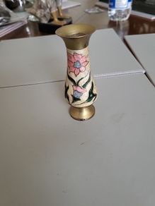 Vase miniature brass enamelled