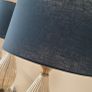 Pair of glass table lamps with teal shades Image 3