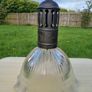 Original hanging ceiling lamp with a ribbed shade made of holophane glass (Holophane) Image 3