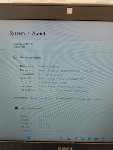 Dell Latitude 7280 i5-7200U 16GB 512GB SSD  Windows 11 Pro 12.5"
