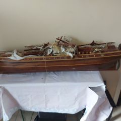 Large Timber  crafted model of the Cutty Sark, A speedy Clipper Sailboat that transported TEA in the late 19thy century