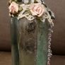 Stunning Vintage Style Altered Art Glass Bottle  Decorative Cross and Floral Detail Image 5