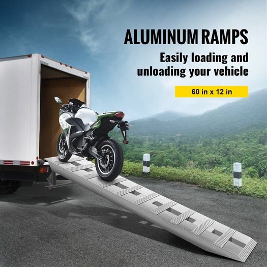 1520 x 305mm Aluminum Ramps 2 Pcs ATV Ramps Loading Ramps 6000 lbs / 2722 kg Capacity Up to 16 inch / 406 mm Loading Height