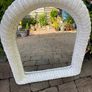 vintage white painted wicker mirror Image 2