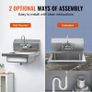 Commercial Stainless Steel Hand Wash Sink with Faucet, Wall-Mounted Utility Basin, 17 x 12.8 Inch for Restaurant, Kitchen, Bar, Garage & Home Image 5