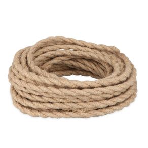 10 Meters / 32.8FT Hemp Rope Braided Cable, Helunsi 3 Core Electrical Cable, Vintage Braided Flex Cable Twisted Fabric Electrical Wire for DIY Industrial Pendant Lights or Other Appliances - 10m