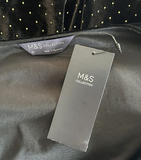 Brand-New Ladies Black & Gold Long Sleeved peplum Faux Wrap Top from Marks & Spencer