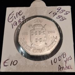Eire 1988 1000 yrs Dublin 50p unc coin.