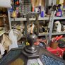 Large old metal and glass lampshades Image 4
