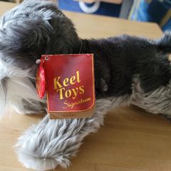 Keel Toys Signature Puppies Grey Schnauzer Dog Fergus Stuffed Animal 30cm Bnwt