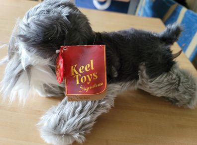 Keel Toys Signature Puppies Grey Schnauzer Dog Fergus Stuffed Animal 30cm Bnwt